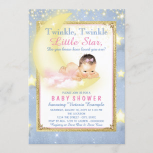 Girls Twinkle Twinkle Little Star Baby shower Kaart