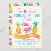 Girls Twins Two-tti Frutti Uitnodiging 2e Verjaard (Voorkant / Achterkant)