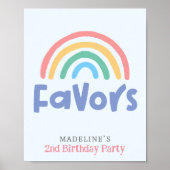 Girls Two Cool 2nd Birthday Rainbow Favor Poster (Voorkant)