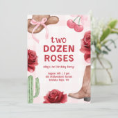 Girl's Two Dozen Roses Western Birthday Kaart (Staand voorkant)