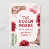 Girl's Two Dozen Roses Western Birthday Kaart (Voorkant / Achterkant)