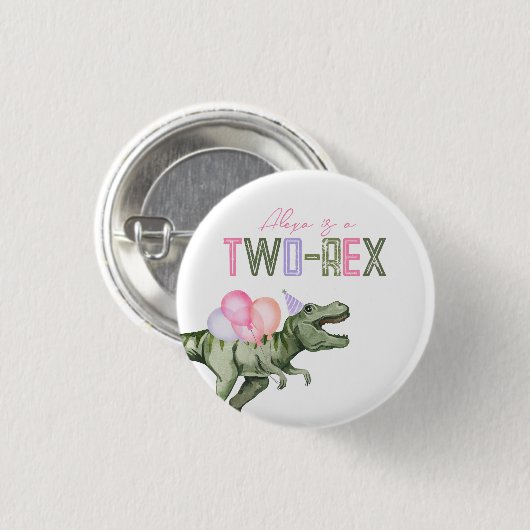 Girl's Two-Rex Party Button (Voorkant /achterkant)
