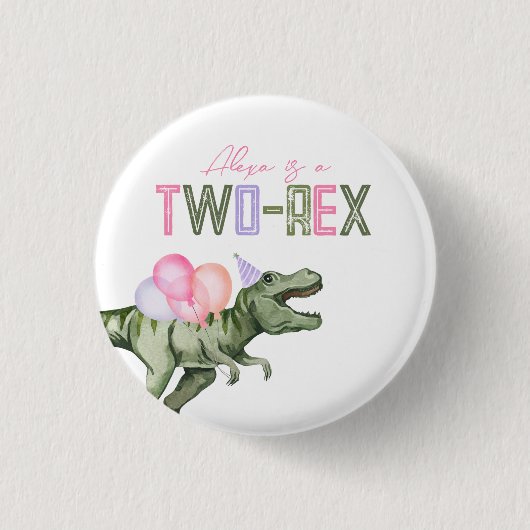 Girl's Two-Rex Party Button (Voorkant)