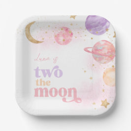 Girl's Two The Moon Party Borden Papieren Bordje