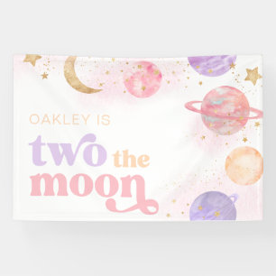 Girl's Two the Moon Space Party Banner (Meisje is 