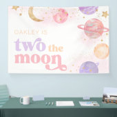 Girl's Two the Moon Space Party Banner (Meisje is  (Beurs)