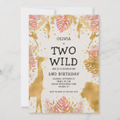 Girls Two Wild 2e verjaardag Roze Ecru Safari Kaart (Voorkant)
