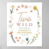 Girls Two Wild Boho Birthday Welcome Sign Poster (Voorkant)