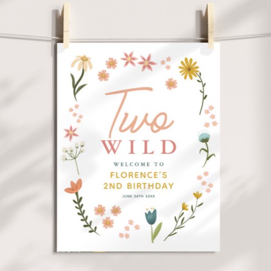 Girls Two Wild Boho Birthday Welcome Sign Poster
