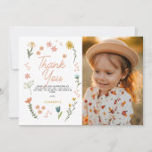 Girls Two Wild Boho Wildflower Birthday Photo Bedankkaart (Voorkant)