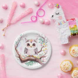 Girl's Uil Baby shower Bosavontuur Papieren Bordje