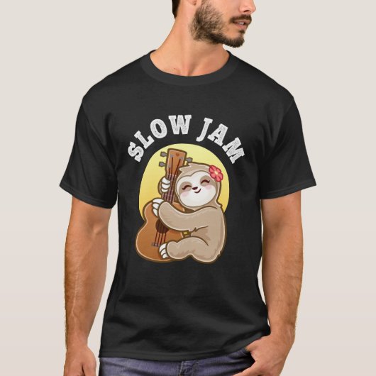 Girls Ukulele Uke Guitar Slow Jam Cute Sloth T-shirt (Voorkant)