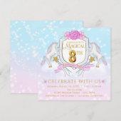 Girls Unicorn 8e verjaardag uitnodigingen (Voorkant / Achterkant)