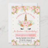 Girls Unicorn Birthday Invitation Kaart (Voorkant)