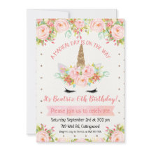 Girls Unicorn Birthday Invitation