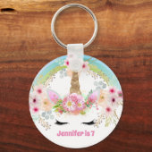 Girls UNICORN Birthday Sleutelhanger Face Pink Flo (Voorkant)
