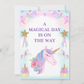 Girls Unicorn Cake Stars Birthday Uitnodiging (Achterkant)