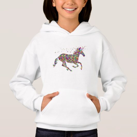 Girls Unicorn Print Hoodie (Voorkant)