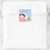 Girls Unicorn Vierkante Sticker (Tas)