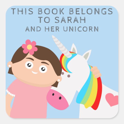 Girls Unicorn Vierkante Sticker (Voorkant)