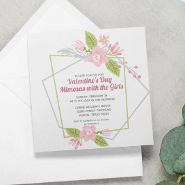 Girls Valentijnsdag Galentines Party Pink Floral Feestdagenkaart