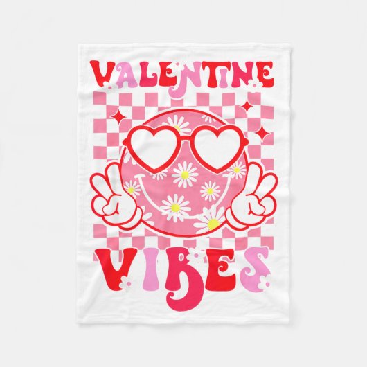 Girls Valentines Day Cute Smile Face Valentine Vib Fleece Deken (Voorkant)