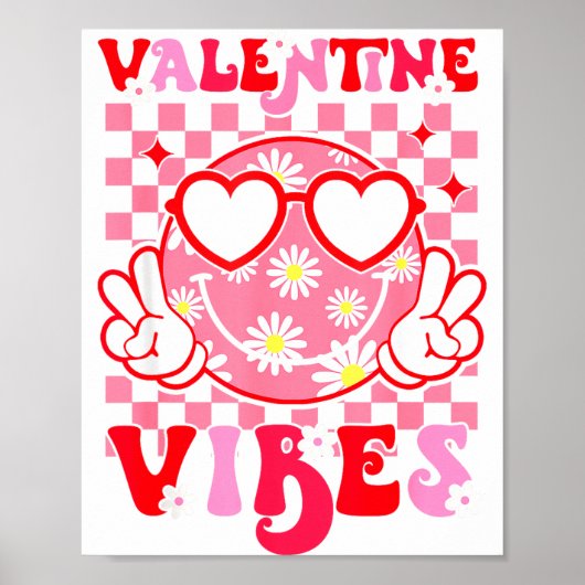 Girls Valentines Day Cute Smile Face Valentine Vib Poster (Voorkant)