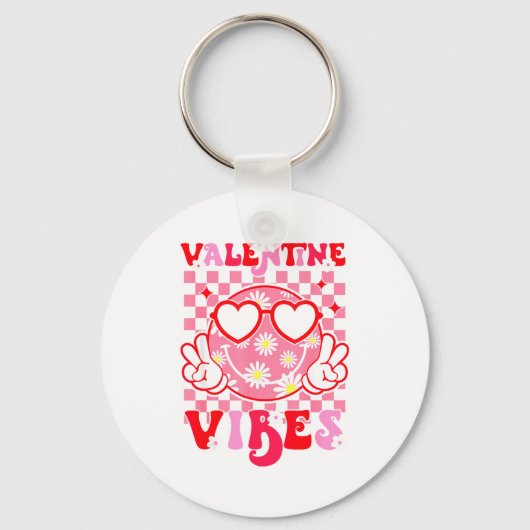 Girls Valentines Day Cute Smile Face Valentine Vib Sleutelhanger (Voorkant)