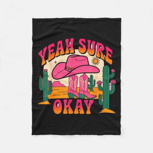 Girls Valentines Day Hearts Yeah Sure Okay Western Fleece Deken (Voorkant)