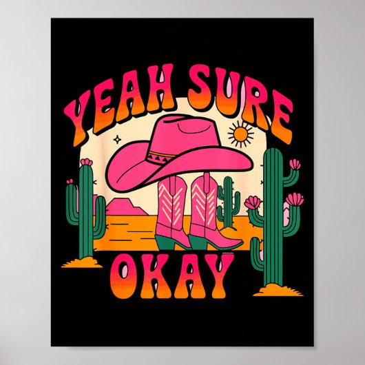 Girls Valentines Day Hearts Yeah Sure Okay Western Poster (Voorkant)