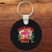 Girls Valentines Day Hearts Yeah Sure Okay Western Sleutelhanger (Voorkant)