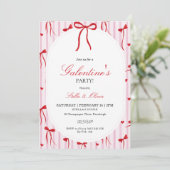 Girls Valentine's Day Invite Pink & Red Kaart (Staand voorkant)
