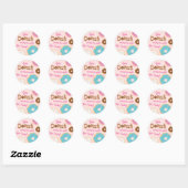 Girl's Verjaardag Donut Party - Envelope Seal Ronde Sticker (Vel)