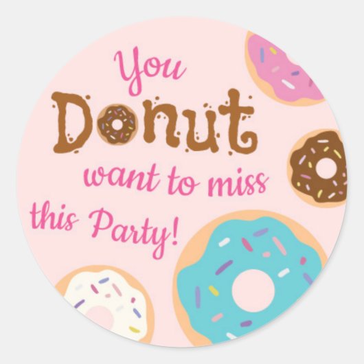 Girl's Verjaardag Donut Party - Envelope Seal Ronde Sticker (Voorkant)