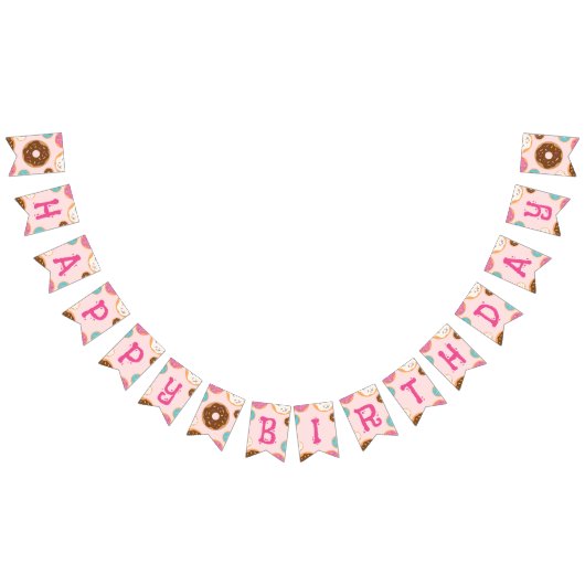 Girl's Verjaardag Donut Party - Party Flag Bunting Vlaggetjes (Alle)