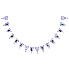Girl's Verjaardag Pastel Lofi Floral Bunting Vlagg Vlaggetjes