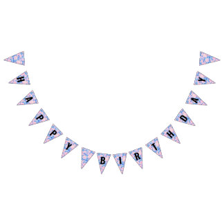 Girl's Verjaardag Pastel Lofi Floral Bunting Vlagg Vlaggetjes