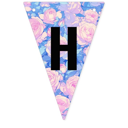 Girl's Verjaardag Pastel Lofi Floral Bunting Vlagg Vlaggetjes (Tweede vlag)