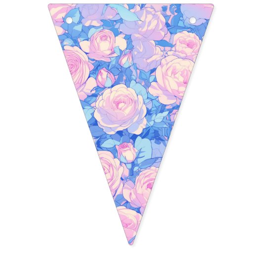Girl's Verjaardag Pastel Lofi Floral Bunting Vlagg Vlaggetjes (Eerste vlag)