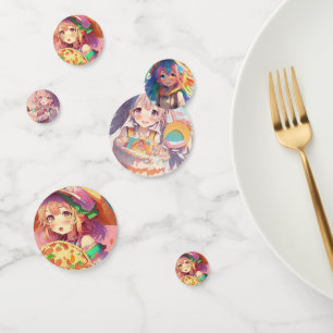 Girl's Verjaardag Pizza Party Anime Thema Confetti