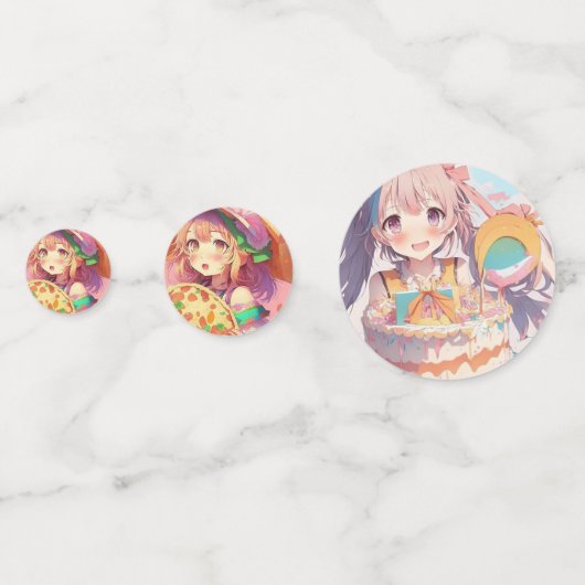 Girl's Verjaardag Pizza Party Anime Thema Confetti (Voorkanten)