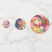 Girl's Verjaardag Pizza Party Anime Thema Confetti (Achterkanten)