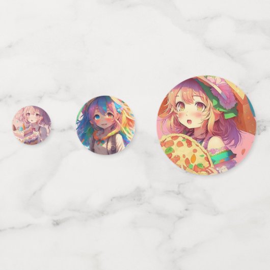 Girl's Verjaardag Pizza Party Anime Thema Confetti (Achterkanten)