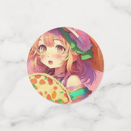 Girl's Verjaardag Pizza Party Anime Thema Confetti (Kleine voorkant)