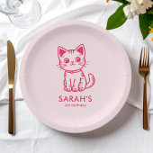 Girl's verjaardagsfeestje met aangepaste kleuren k papieren bordje