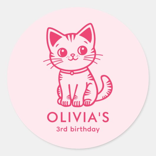 Girl's verjaardagsfeestje met aangepaste kleuren k ronde sticker (Voorkant)