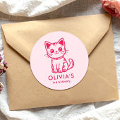 Girl's verjaardagsfeestje met aangepaste kleuren k ronde sticker