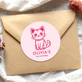 Girl's verjaardagsfeestje met aangepaste kleuren k ronde sticker