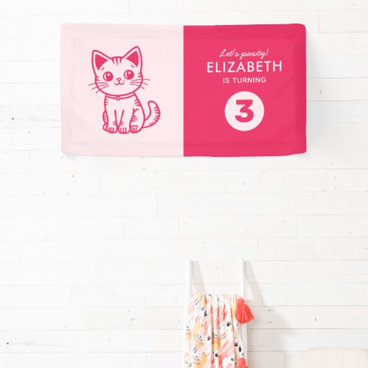 Girl's verjaardagsfeestje met aangepaste kleuren k spandoek (Insitu)