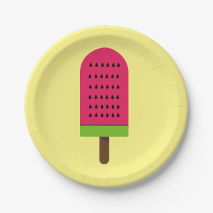 Girl's verjaardagsfeestje Summer watermelon ijsje Papieren Bordje
